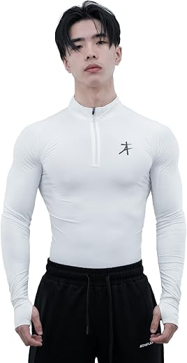 Athflex Men's Compression Fit Hustle Highneck Pullover – Premium Nylon Spandex Fabric, Sweat-Wicking, Quick-Dry,Activewear...