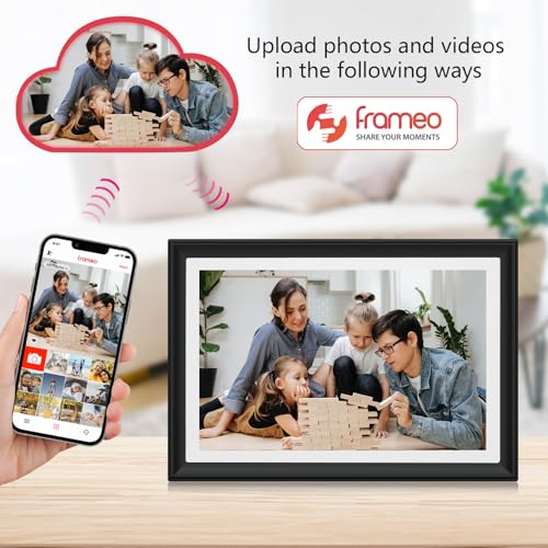 Image of 32GB FRAMEO 10.1 Inch WiFi Digital Photo Frame with LED Light, 1280x800 HD IPS LCD Touch Screen, Auto-Rotate Portrait and Landscape, 32GB Storage, Share Moments Instantly via Frameo App from Anywhere