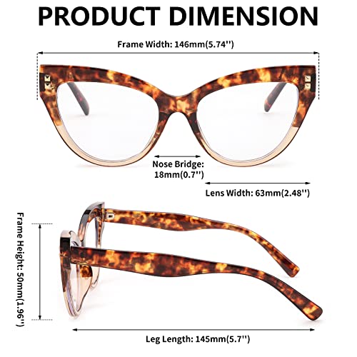 Image of FEISEDY Women Oversized Blue Light Blocking Computer Glasses Fake Nerd Cat Eye Glasses Frame Anti Eyestrain B2323