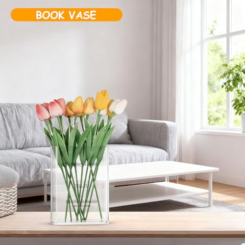 Decorative Vases, Book Vase, Flower Vases, Tulip Book Vase, Transparent Acrylic Flower Vase for Home, Office, Bedroom, Living Room, Desk, Bookshelf Decoration - Image 6