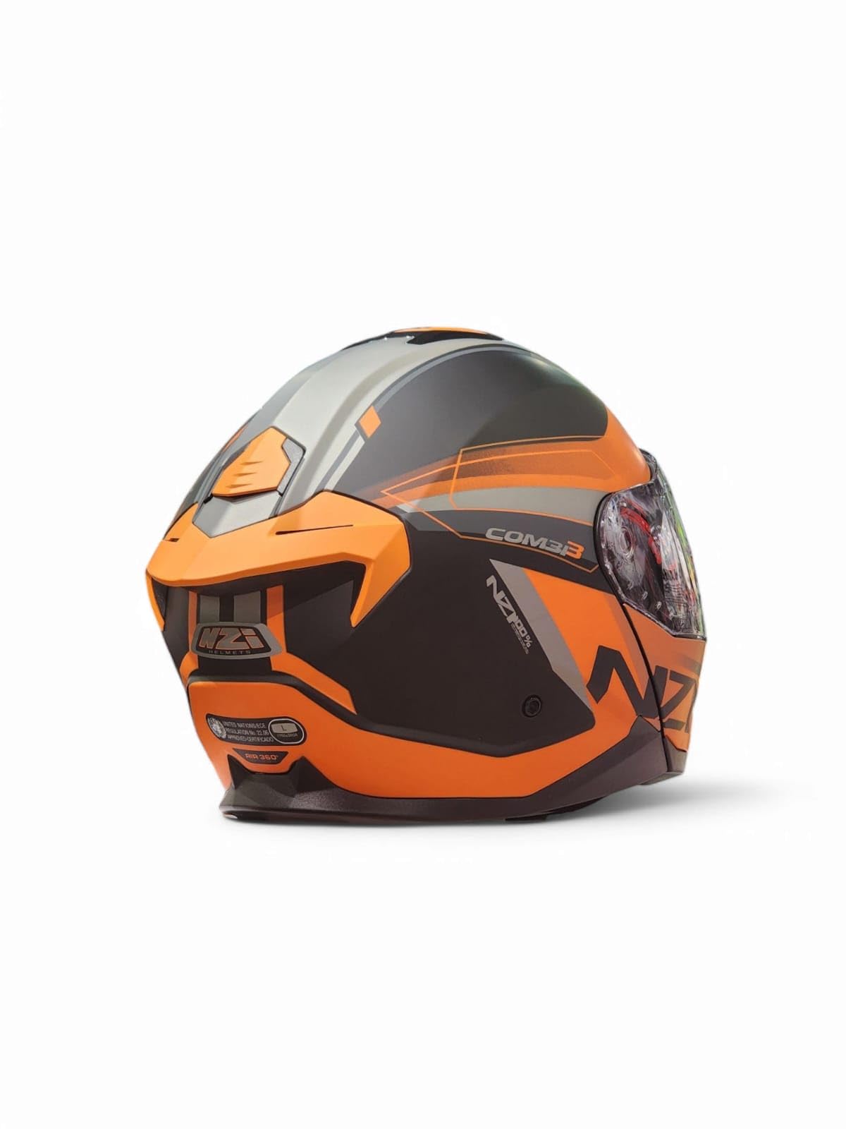 Casco Moto Modular NZI Combi 3 Daily Antracita Naranja HOMOLOGACION 22.06 Talla M