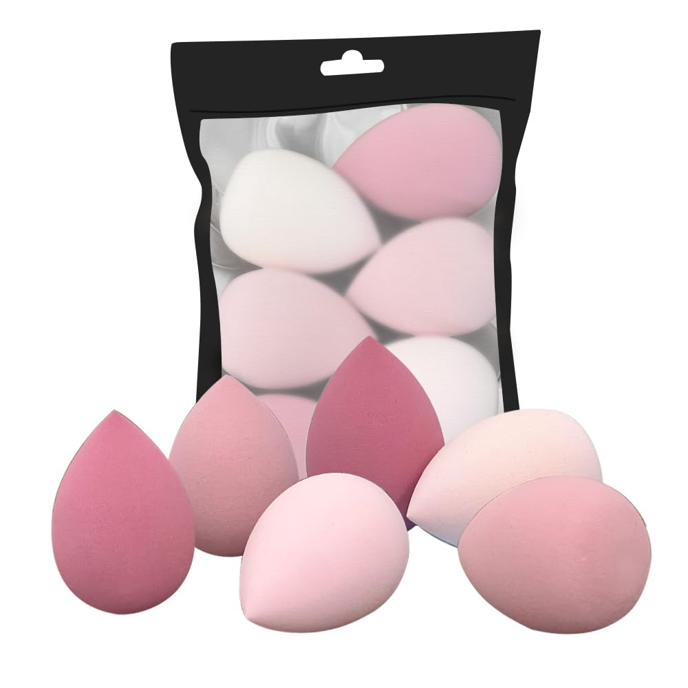 Makeup Sponge Set 6 Pack Pink, Beauty Blender for Foundation, Powder, Liquid & Cream, Soft Latex-Free Reusable Cosmetic Sponges, Flawless Face Applicator for Women