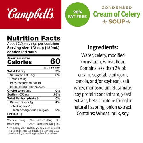 Image of Campbell's Condensed 98% Fat Free Cream of Celery Soup, 10.5 oz Can (12 Pack)