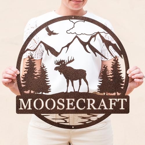 Personalized Moose Outdoor Sign | Metal Moose Sign with Last name | Custom Hunter Gift | Hunting Gift | Outdoor Cabin Name Sign, Moose Decor