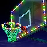 Portable Basketball Hoop Lights Outdoor Led Pole Backboard Lights,Light Up Basketball Hoop for Bedroom,Led Hoop Light Basketball Rim,Basketball Goal Light Up (Clear)