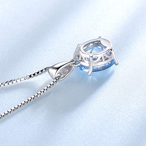 Collier de mariage en argent 925 avec pendentif topaze bleu clair - 5
