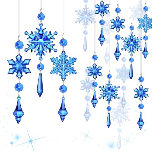 Boao Royal Blue 15 Pcs Crystal Snowflake Ornaments for Christmas Tree