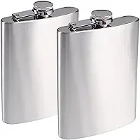 Kit 2 Cantis de Bolso em Aço Inox Premium Antivazamento – Porta Bebida para Whisky Vodka Rum Gin – Cantil Portátil Discreto para Viagem Festa e Presente