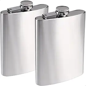 Kit 2 Cantis de Bolso em Aço Inox Premium Antivazamento – Porta Bebida para Whisky Vodka Rum Gin – Cantil Portátil Discreto para Viagem Festa e Presente