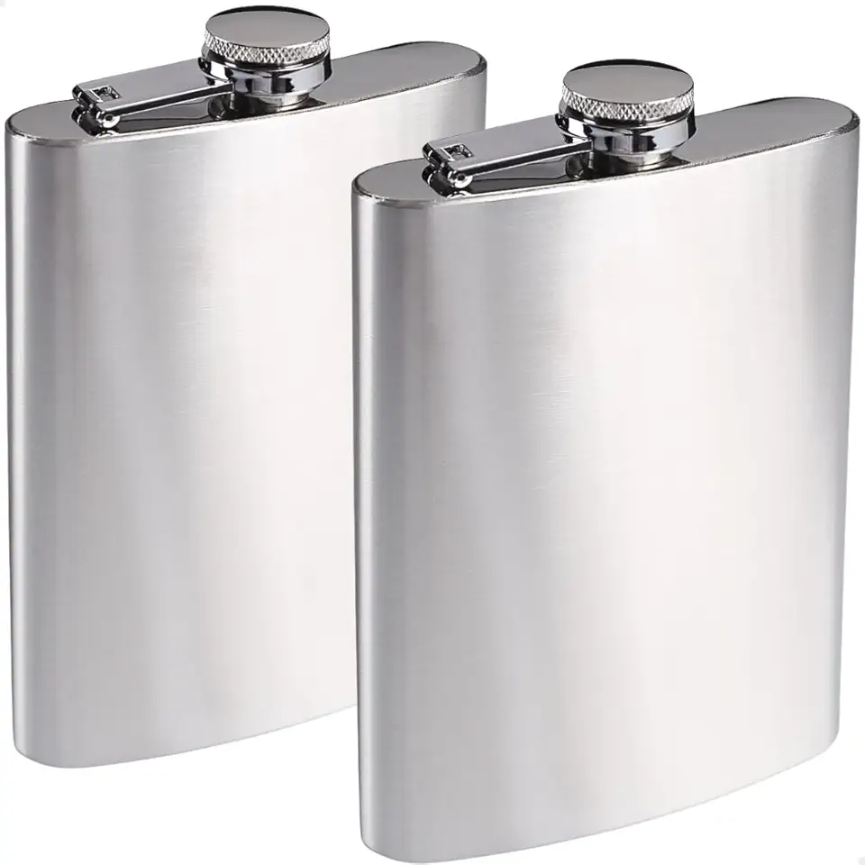 Kit 2 Cantis de Bolso em Aço Inox Premium Antivazamento – Porta Bebida para Whisky Vodka Rum Gin – Cantil Portátil Discreto para Viagem Festa e Presente