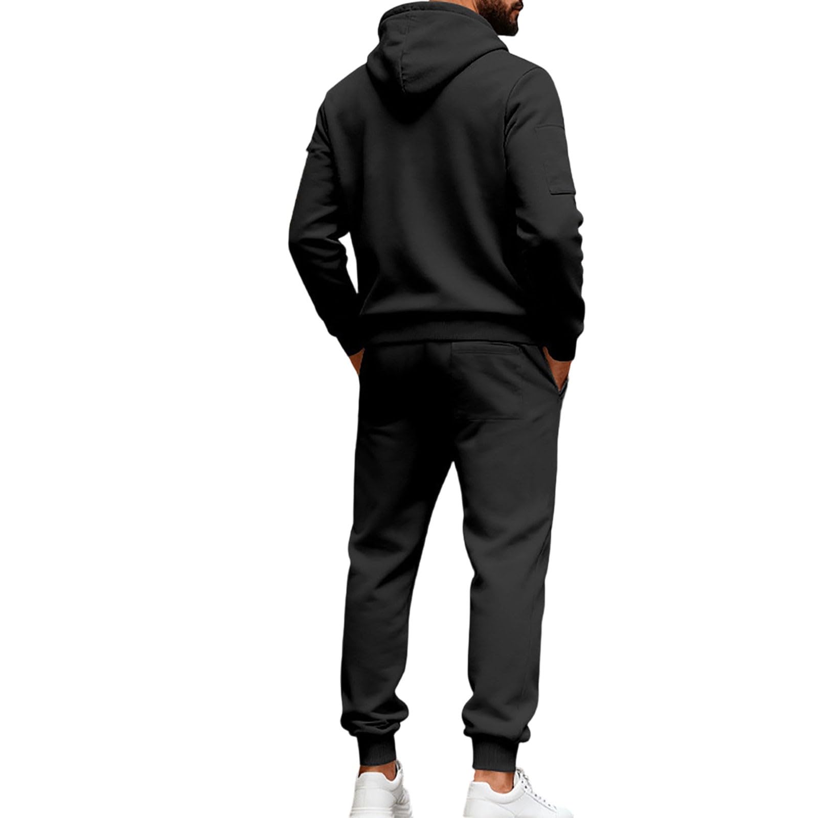 Tuta Uomo Completa Invernale Felpa Con Cappuccio e Zip Pantalone Set