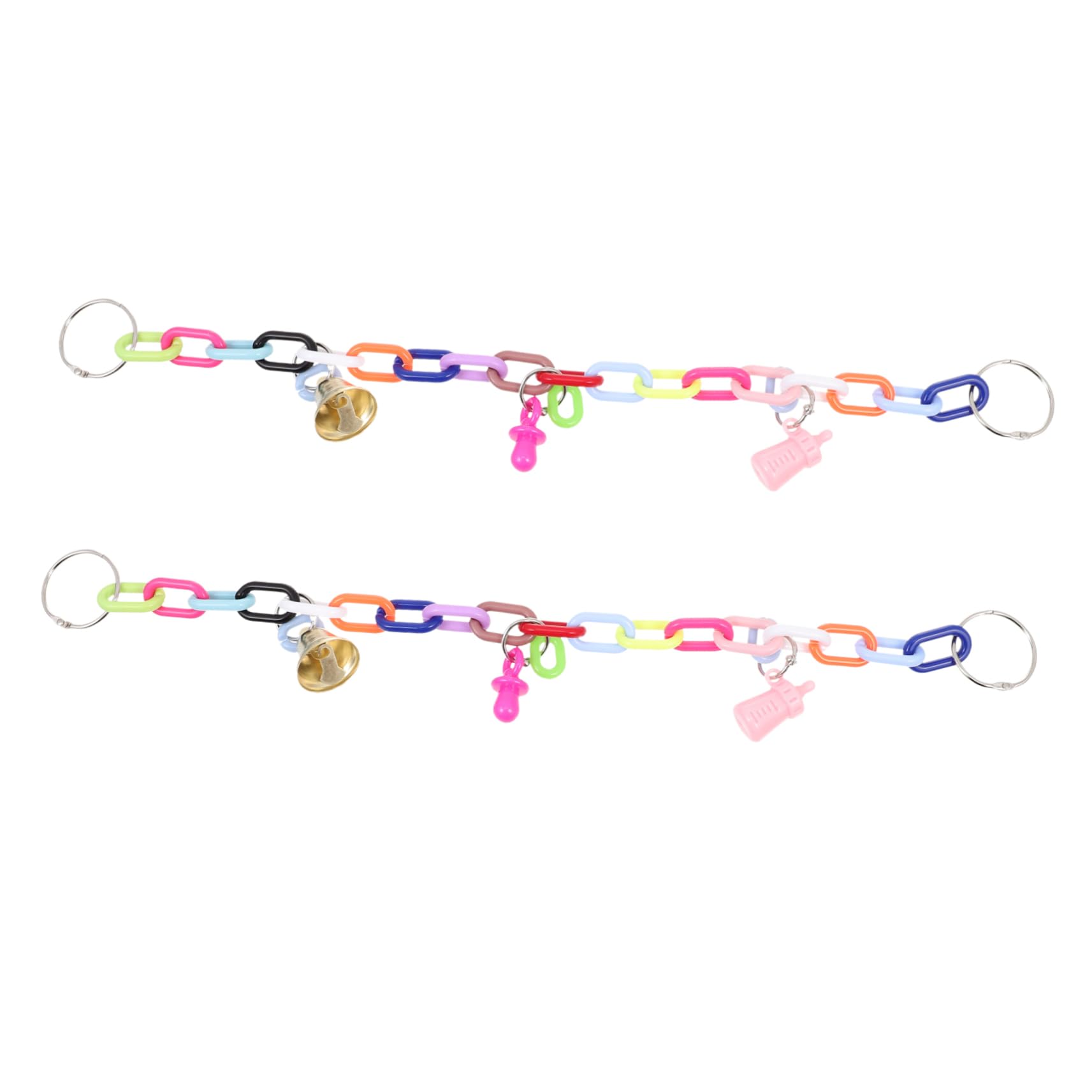 Garneck 2pcs Parrot Bird Swing Sewing Bridge with Bells for Bird Cage Play Durable Climbing Chain Bridges for Parakeets