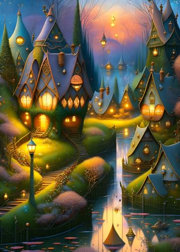 Toile Make This Village folded Paper CekOck style origami art