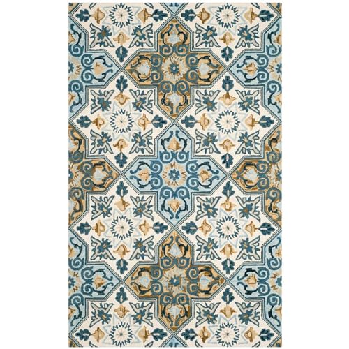 Image of Modern Home Decor Texture Wool Loop Pile Anti-Shed Rug Hand Tufted Carpet for Living Room Bedroom Drawing Room and Hall Color Multi 4 x 6 Feet (120 x 180 cm)