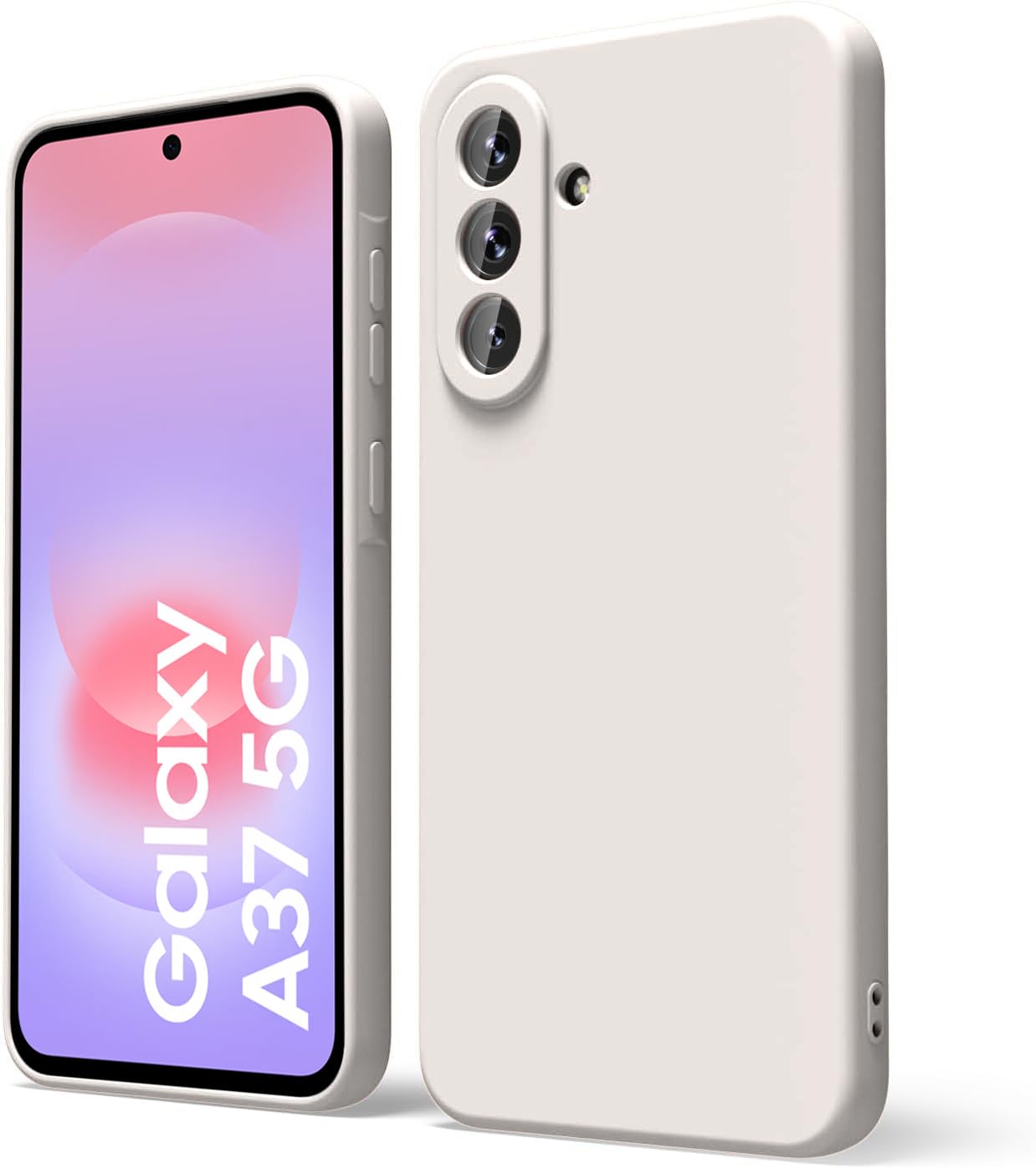DIZORO Microfiber Candy Case Compatible for Samsung A37 5G Smooth Touch Cushion Liquid Soft Silicone Gel Rubber Phone Cases Non-Slip Full Body Protective Shockproof Back Cover (Stone)-image-35