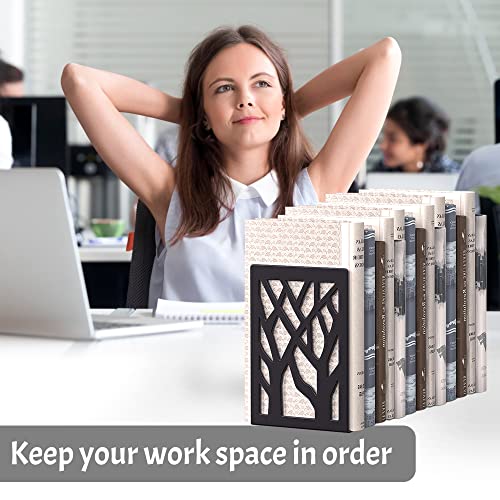 Metal Bookends-Heavy Book Ends for Shelves,Book Shelf Holder Home Decorative,Black Bookend Supports - Thumbnail 6