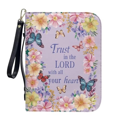 Bible Cover Case for Unisex Stylish Bible Bag with Detachable Black Ribbon Church Tote Bag Zippered Book Handbag