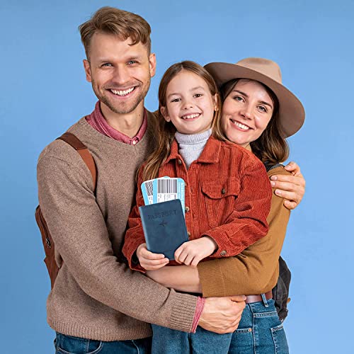 Image of House of Quirk Passport Holder Cover Travel Wallet Organiser, Passport Case with PU Leather Travel Document Holder for Men and Women Travel Accessories (Blue)