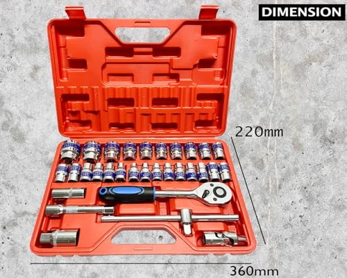 Image of Inditrust Heavy 32Pc 1 /2 Inch Ratchet Socket set Wrench Spanner Tool Set, CR-V Combinational Goti Set with Carry Box for Car, Bike & Automobile Repair Tool Kit