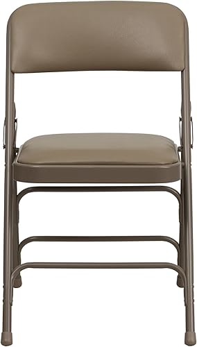 Miniatura 5 de Flash Furniture HERCULES Series - Silla plegable de metal de vinilo beige curvada con triple soporte y doble bisagra, 4 unidades