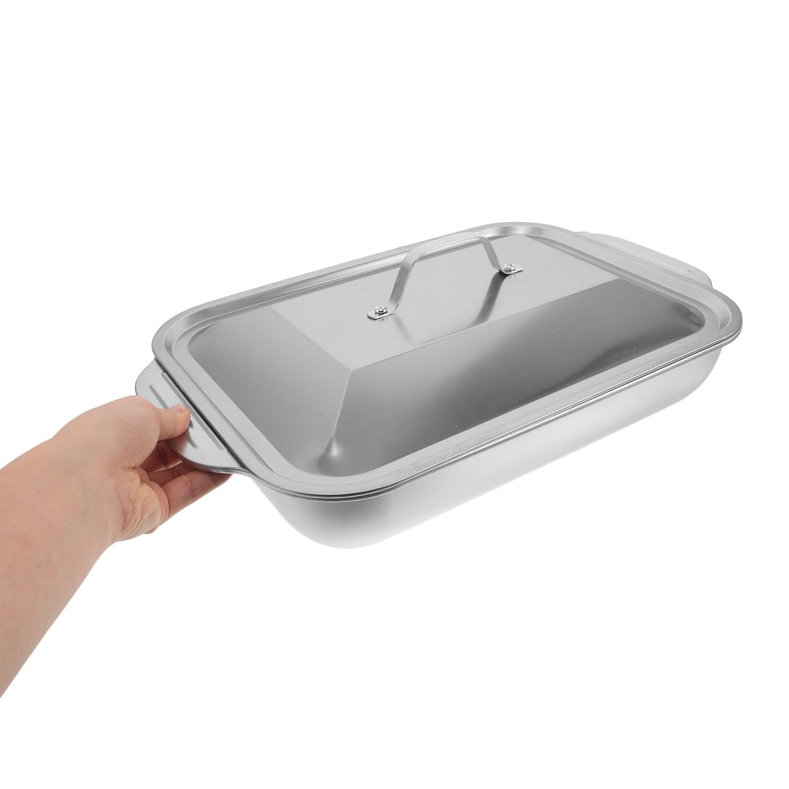 Zerodeko Sartén Rectangular de Acero Inoxidable para Asar Pescado con Estructura Profunda y Distribución Uniforme de Calor Adecuado para Cocina en Casa o Restaurante