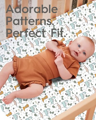 Image of Baby Crib Sheets Boy Girl for Standard Crib Mattress - Ultra Soft Jersey Knit Neutral Crib Mattress Sheet, Safe and Snug, Durable, Stylish Crib Sheet Fitted, 28''x52''x9'' Extra Deep Pocket