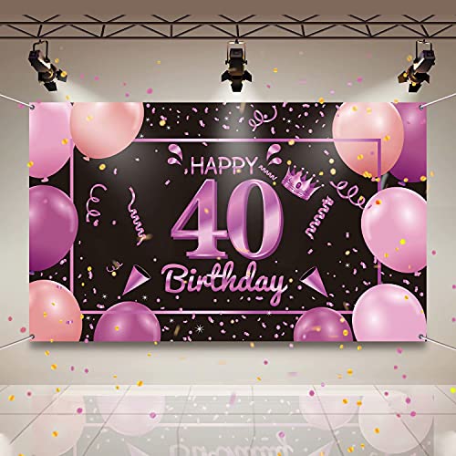 75. Decoración para fiesta de cumpleaños, 75 cumpleaños, diseño de mujer masculina, tamaño extragrande, 75. Póster de color negro, rosa y lila para decoración Cover