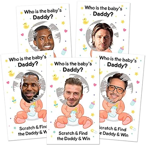 40 Cute Baby Shower Games - Scratch Off Lottery Ticket Raffle Cards Baby Shower Game - Funny Baby Shower Games - who is the baby's daddy - 40 Cards Cover