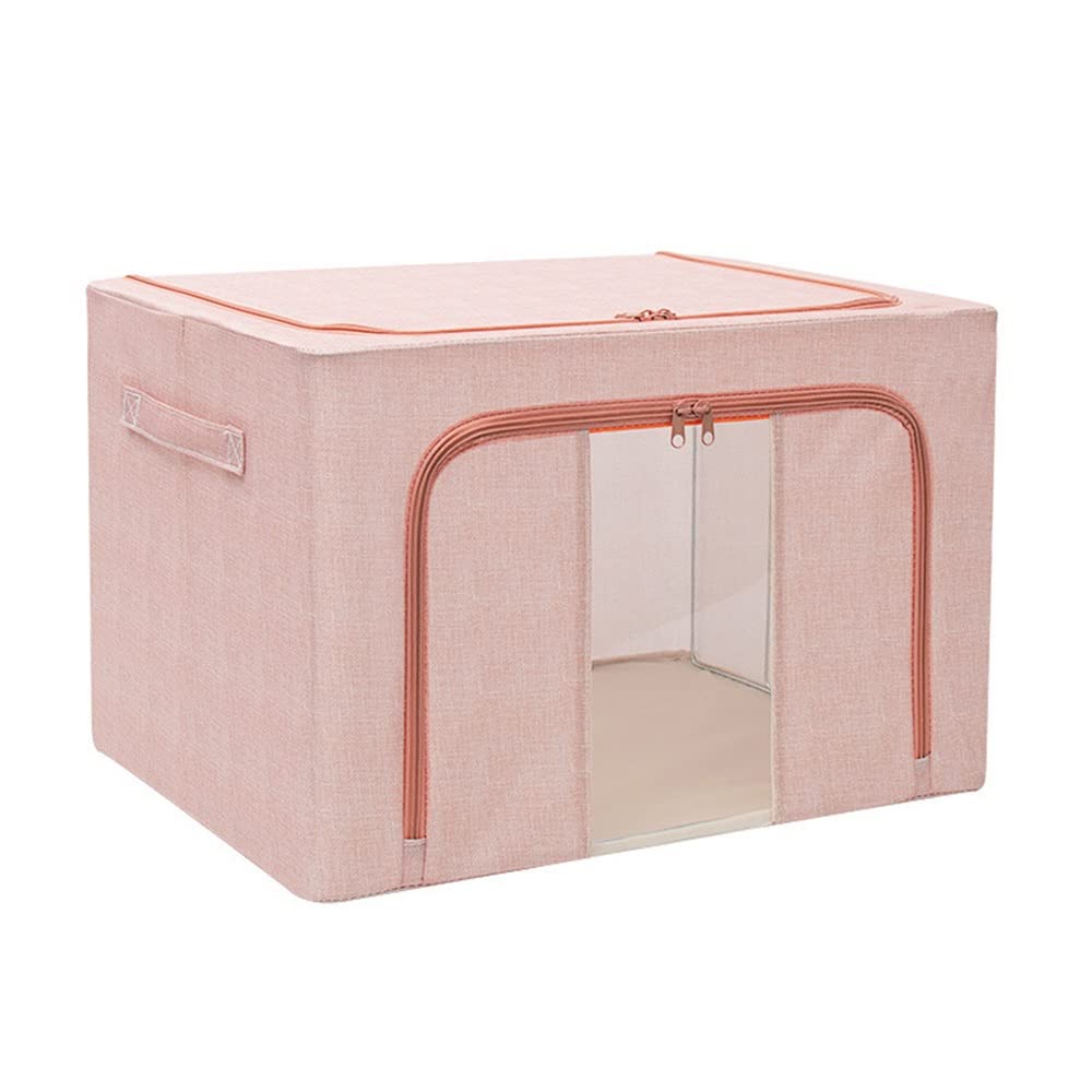 ETRGFTHU Clothes Storage Box Household Cotton and Linen Storage Large Capacity Foldable Sundries/quilt Finishing Dust and Odorless(Pink)