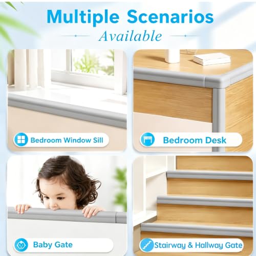 Image of ZOMPAGO Baby Proofing Edge Protector, Grey Foam L-Shape Self-Adhesive Corner Guards, Baby Crib Bumper Pad, Wall & Corner Protector Baby, Foam Corner Protectors for Nursery Kitchen Fireplace Furniture