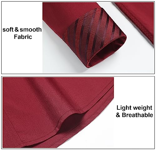 HISDERN Men's Inner Contrast Shirt Casual Formal Classic Button Down Dress Shirts Long Sleeve Plaid Collar Regular Fit - Image 6