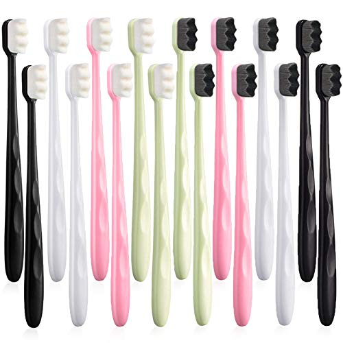 Extra Soft Toothbrush with 20000 Soft Bristles Micro Nano Toothbrush Soft Bristles Manual Toothbrush for Sensitive Teeth Adult Kid Children (Black,White,Green,Pink)