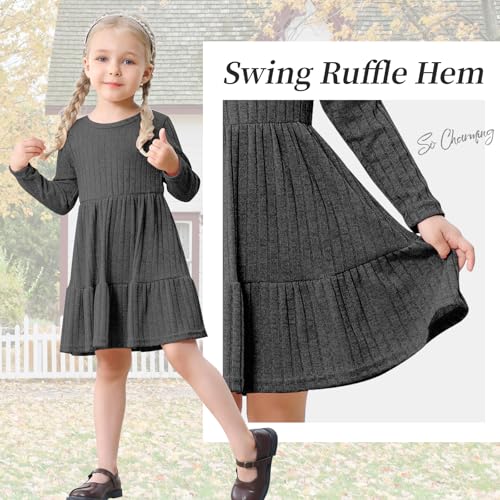 Image of Toddler Baby Girl Long Sleeve Dress Girls Knit Sweater Dresses Tiered Kids Swing Holiday Clothes Fall Winter