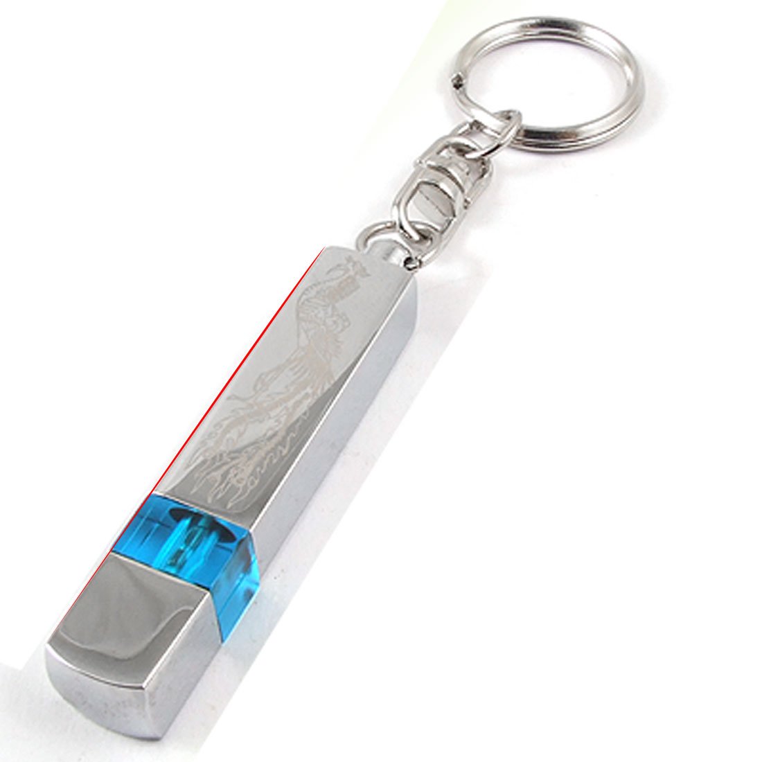 uxcell Phoenix Print Blue Silver Tone High Voltage AntiStatic Keychain