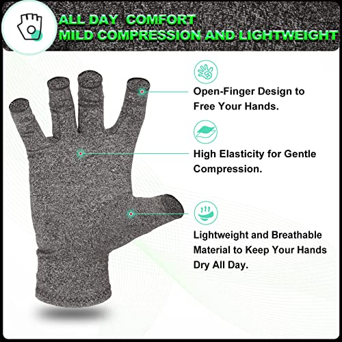 Guantes para artritis P contra el dolor de manos XL gris con compresión 4