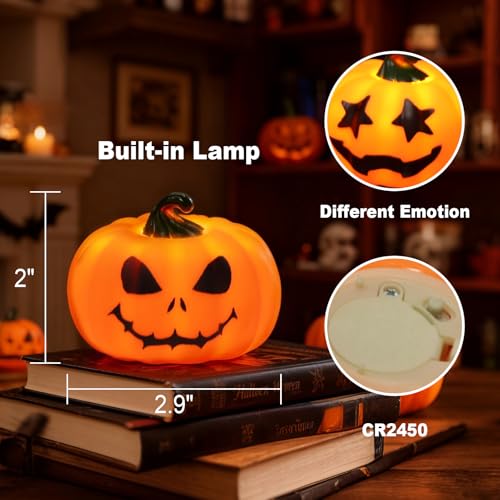 Image of Wondise 6Pack Halloween Pumpkin Tea Lights with Remote and Timer