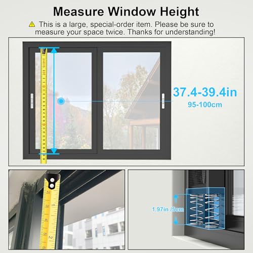 Image of 37.4-39.4 Inch Vertical Window Fan for Sliding Windows - Securely Fit Top and Bottom Frame with Variable Speeds for Large Spaces, Garages, or Smoky Areas-Exhaust Only (Black)