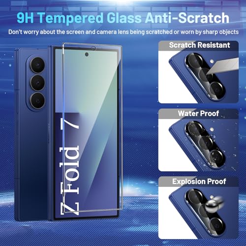 Image of [2Set 6PCS] Screen Protector Compatible with Galaxy Z Fold 7 5G - 2 Inner TPU Film + 2 Outer Tempered Glass + 2 Camera Lens Protectors with Positional Mouting Frame, Bubble Free