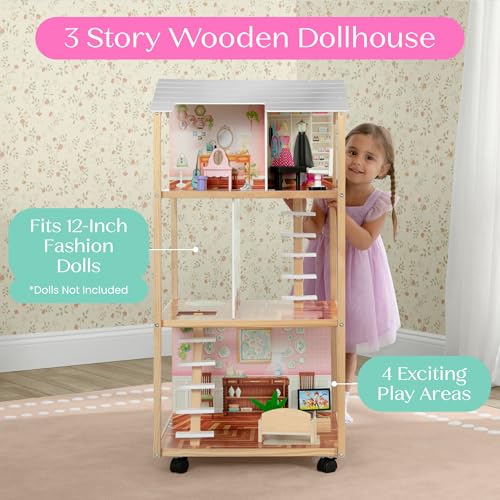 Delta Children Moveable Mansion Dollhouse - 360-Degree Play Dollhouse with Wheeled Base - Includes 16 Accessories - Fits 12-inch Dolls - Pretend Play Dream Gift for Ages 3+ - image 2