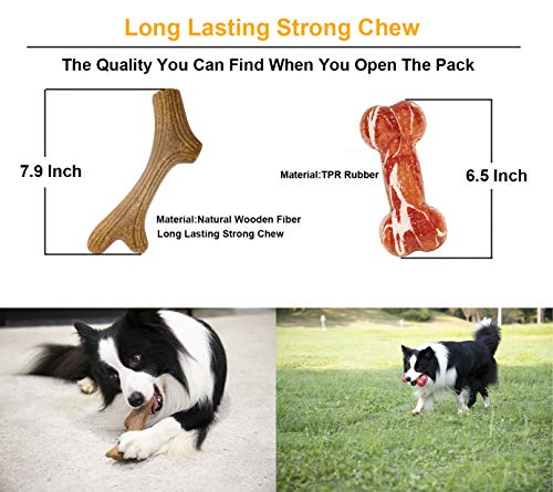 IOEN 10 Pack Durable Dog Chew Toys for Medium Large Dogs/Aggressive Chewers,No Stuffing Squeaky Plush Dog Toy,Dog Power Teething Rubber Bone Toys,Tough Dog Rope Toys(Multi-Colored) (10 Pack) - Thumbnail 6