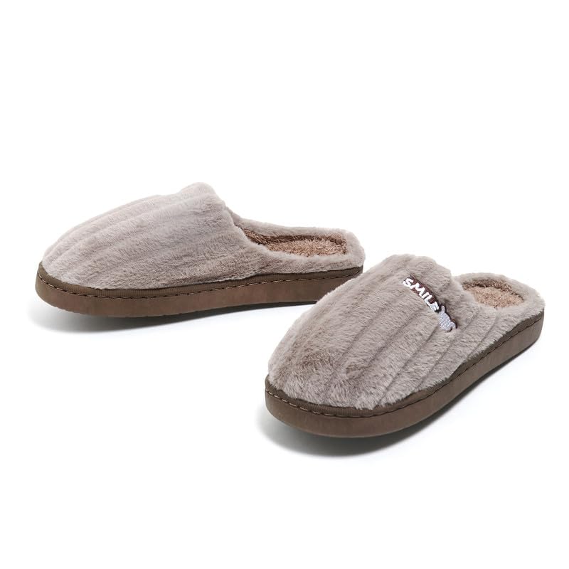 Image of Unisex Winter Flip Flop Slipper for Men and Women Soft Faux Fur Slip On Indoor Home Slides Slipper for Bedroom Sandals