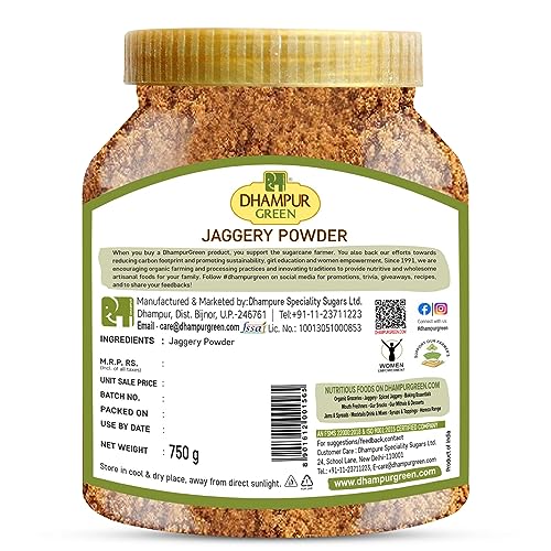 Image of Dhampure Speciality Jaggery Powder, 750G | Desi Shakkar | Chemical Free | Best Sugar Substitute | Free From Preservatives | No Added Sulphur | Crushed Granular | Nutrient Rich Gud Powder | Hand Crushed Jaggery