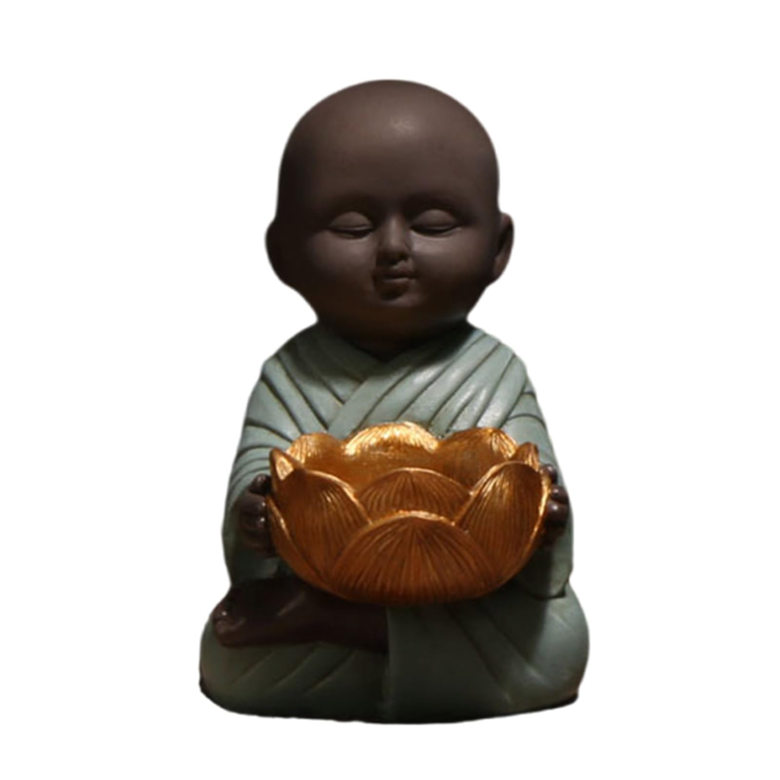 Tsophreniq Tranquils Miniature Buddhist Monk Figurine Holder Tealight Space for Calm Ambiances Aesthetic Table Decors Buddhas Statue