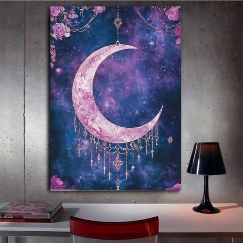 Tableau mural fleurs lune violette 70x100cm impression toile salon - 3