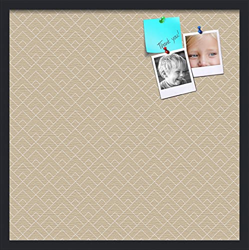 PinPix 24x24 inch Cork Bulletin Board. This Decorative Framed Pin Board Comes with Peaks Modern Pattern Beige Design and Satin Black. Ideal for Home, Office Decor or School (PinPix-1792)