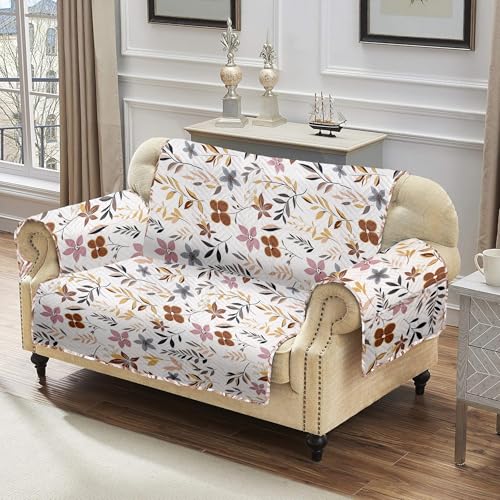 Image of Amazon Basics Printed Quilted Reversible Sofa Topper | 3 Seater | 170Cm X 175Cm | 325 GSM | Color - Cream, Polyester Blend