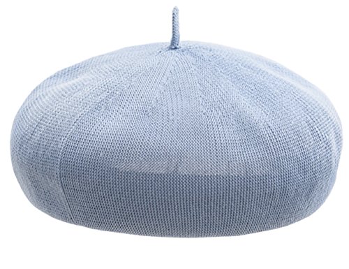 Joyhy Women's Solid Summer Breath Knitted Artist French Beret Hat Sky Blue #TOP1