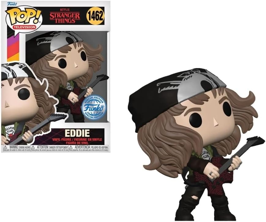 Funko Pop! TV: Stranger Things Season 4 Eddie with Guitar #1462 (Exclusive) – Official Netflix Vinyl Figure Collectible