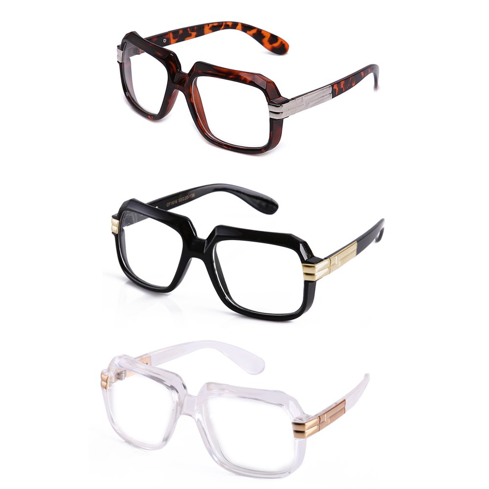 Newbee Fashion Clear Lens unisex-adulto 80Old escuela rapero Hip Hop DJ gafas Claro, negro y tortuga pa
