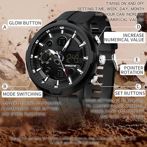 findtime Large Face Watches for Men Casual Chronograph Waterproof Sport Military Mens Watch Heavy Duty Male Outdoor - 4